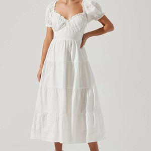 ASTR SHORT SLEEVE CINCHED BUST MIDI DRESS